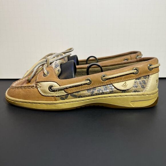 Womens SPERRY Top Sider Angelfish Sequin Leopard Print Boat Shoes / Size 6.5M - Picture 4 of 10